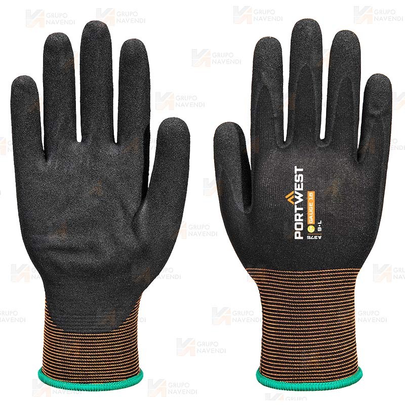 Guante GP de nitrilo liso/arenoso color negro,  Grip 18