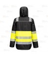 Chaqueta PW3 con capucha de alta visibilidad con forro Insulatex color negro y amarillo alta visibilidad