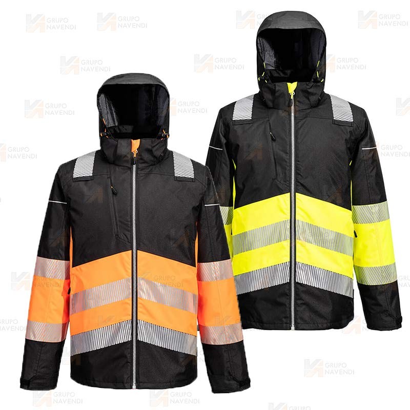 Chaqueta PW3 con capucha de alta visibilidad con forro Insulatex