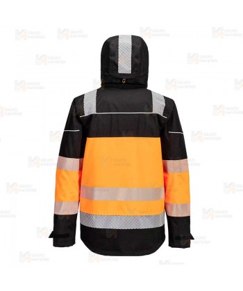 Chubasquero PW3 con capucha de alta visibilidad color negro/naranja alta visibilidad