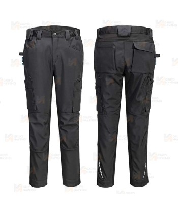 Pantalón softshell elástico, multibolsillos con refuerzos color negro