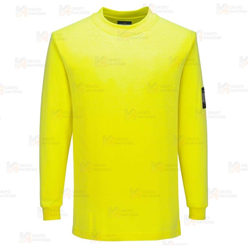 Camiseta de manga larga, resistente a la llama, Modaflame color Amarillo/Flúor
