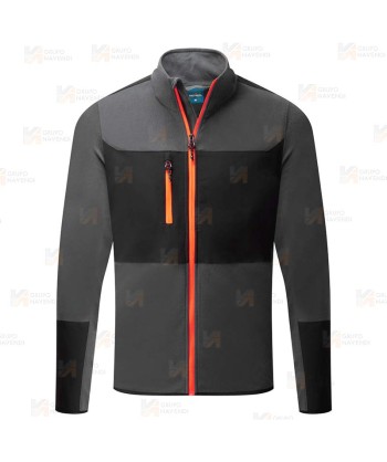 Chaqueta de trabajo en tejido polar técnico color gris y naranja flúor