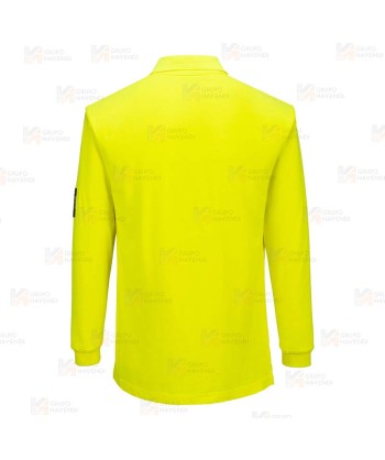 Polo de manga larga, resistente a la llama, Modaflame color amarillo flúor