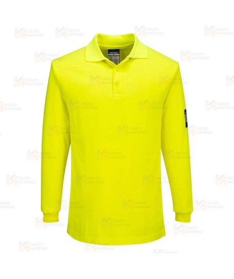 Polo de manga larga, resistente a la llama, Modaflame color amarillo flúor