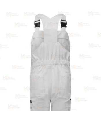 Peto de trabajo con refuerzos WX2 con materiales ecológicos color blanco