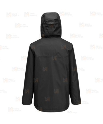 Chubasquero profesional con membrana impermeable y transpirable color negro