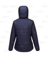 Cazadora tipo plumas, gruesa, con capucha para mujer color azul marino