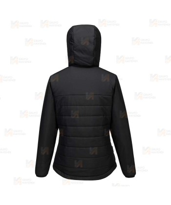 Cazadora tipo plumas, gruesa, con capucha para mujer color negro