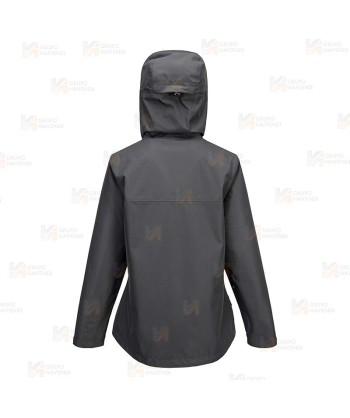 Chubasquero profesional con membrana impermeable y transpirable para mujer color gris