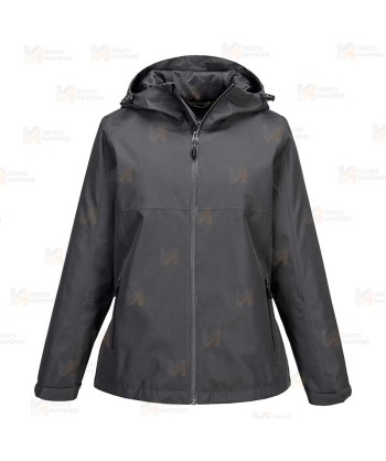 Chubasquero profesional con membrana impermeable y transpirable para mujer color gris