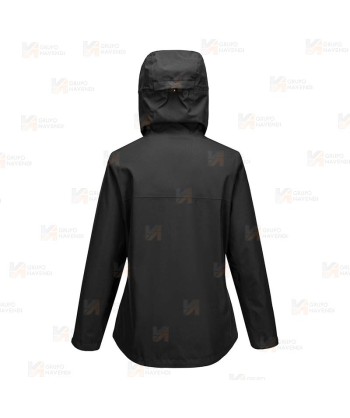Chubasquero profesional con membrana impermeable y transpirable para mujer color negro