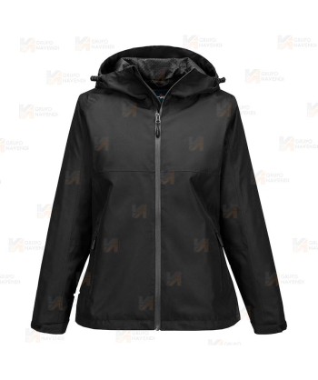 Chubasquero profesional con membrana impermeable y transpirable para mujer color negro