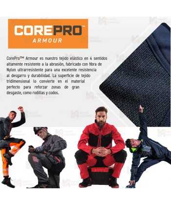 Peto elásticos impermeable y transpirable con refuerzos color gris y naranja flúor