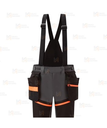 Peto elásticos impermeable y transpirable con refuerzos color gris y naranja flúor