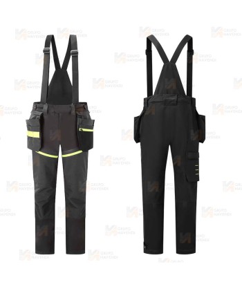Peto elásticos impermeable y transpirable con refuerzos color negro y amarillo flúor