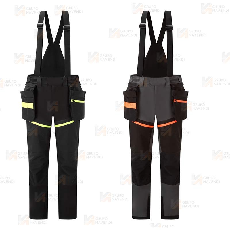 Peto elásticos impermeable y transpirable con refuerzos color negro y amarillo flúor