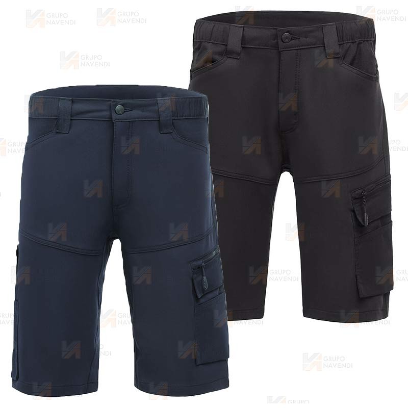 Bermudas elásticos multibolsillos con refuerzos color negro