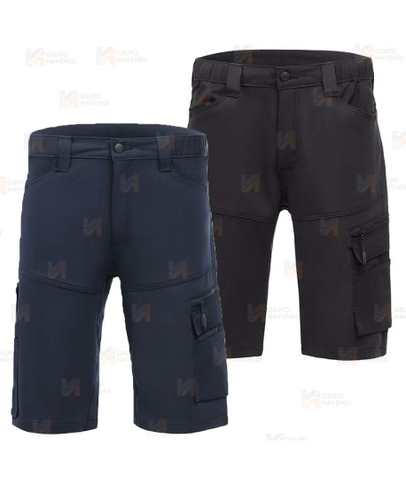 Bermudas elásticos multibolsillos con refuerzos color negro