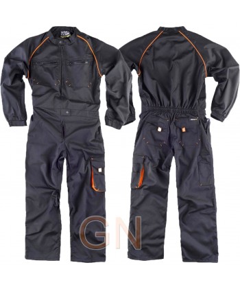 Buzo de deportivo multibolsillos bicolor negro/naranja flúor