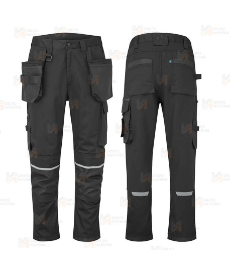 Pantalón elástico con refuerzos WX2 con materiales ecológicos color negro