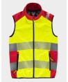 Chaleco softshell en Alta visibilidad amarillo flúor y rojo  con cintas reflectantes segmentadas