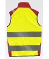 Chaleco softshell en Alta visibilidad amarillo flúor y rojo  con cintas reflectantes segmentadas