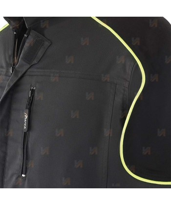 Cazadora bicolor con cuello mao con refuerzos color gris y negro