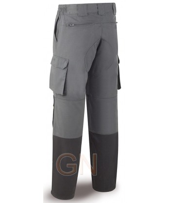 Pantalón elástico Strech multibolsillos con refuerzos de cordura color gris oscuro y negro