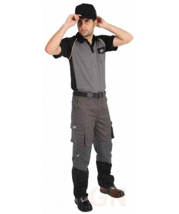 Pantalón elástico Strech multibolsillos con refuerzos de cordura color gris oscuro y negro