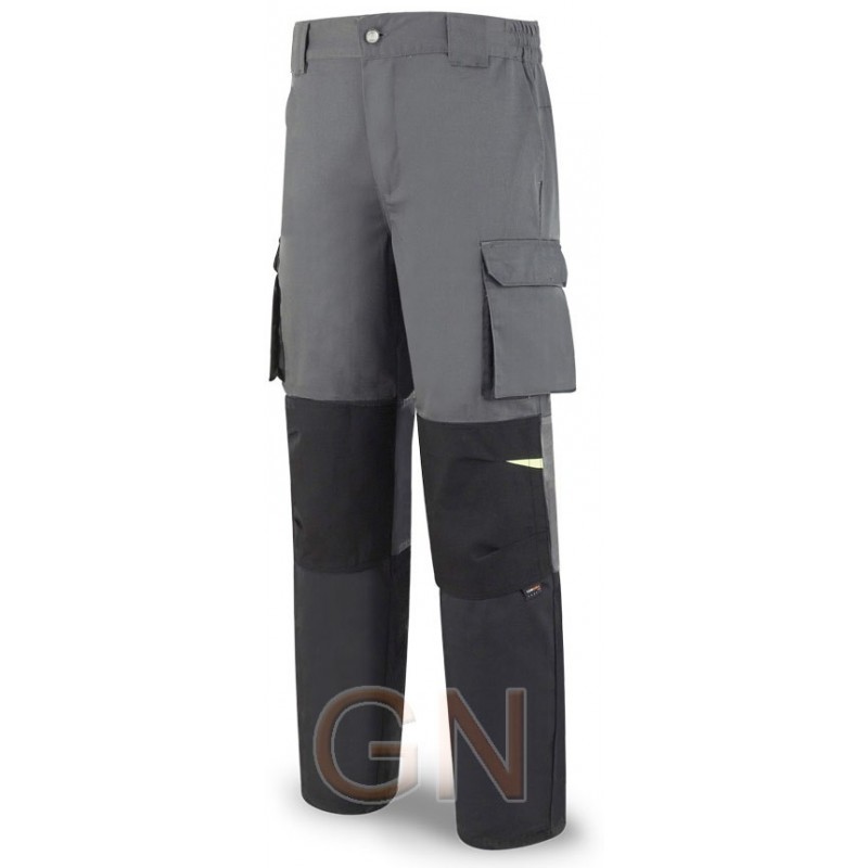 Pantalón elástico Strech multibolsillos con refuerzos de cordura color gris oscuro y negro