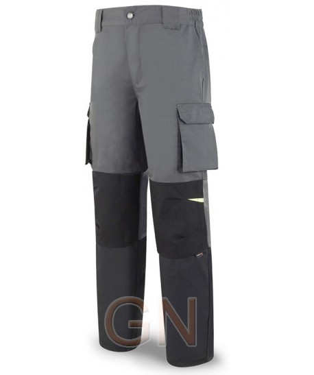 Pantalón elástico Strech multibolsillos con refuerzos de cordura color gris oscuro y negro