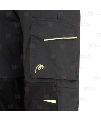 Pantalón elástico Strech multibolsillos con refuerzos de cordura color gris oscuro y negro