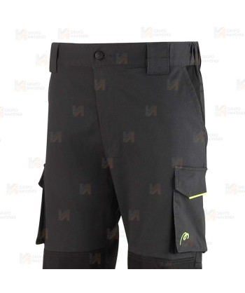 Pantalón elástico Strech multibolsillos con refuerzos de cordura color gris oscuro y negro
