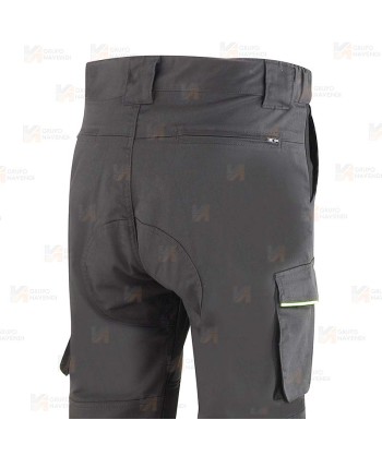 Pantalón elástico Strech multibolsillos con refuerzos de cordura color gris oscuro y negro