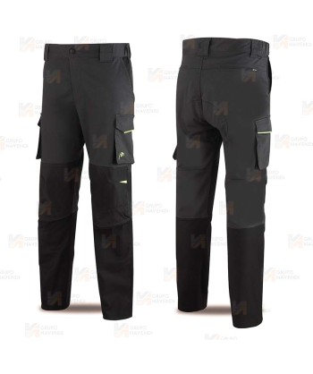 Pantalón elástico Strech multibolsillos con refuerzos de cordura color gris oscuro y negro
