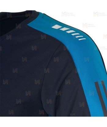 Camiseta técnica de cuello redondo y secado rápido color azul marino y azulina