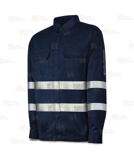 Camisa ignífuga y antiestática con cintas reflectantes 220 gr