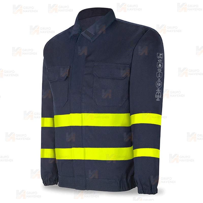 Cazadora ignífuga multinorma con cintas reflectantes 260 gr