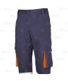 Pantalón elástico de alta visibilidad multibolsillos color azul marino y naranja flúor