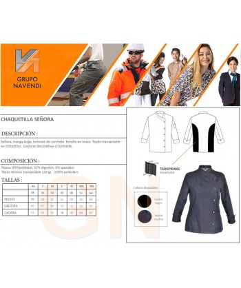 Chaqueta tejana de mujer para cocina