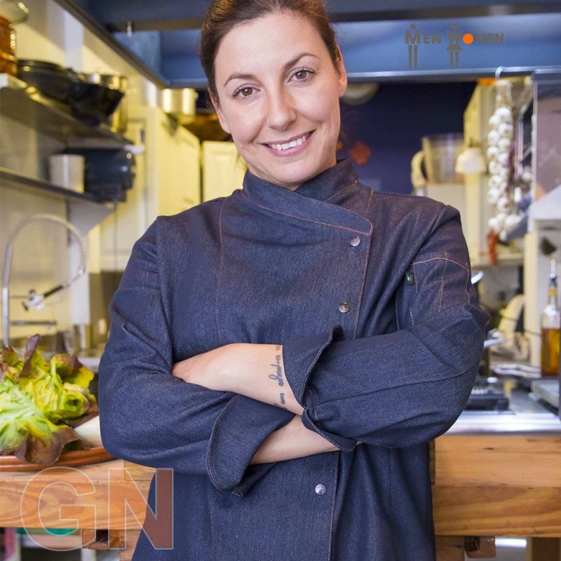 Chaqueta tejana de cocina para mujer con costados transpirables