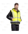 Cazadora piloto desmontable de alta visibilidad y cintas segmentadas color amarillo flúor y negro