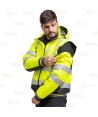 Cazadora piloto desmontable de alta visibilidad y cintas segmentadas color amarillo flúor y negro