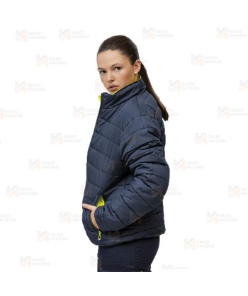 Cazadora acolchada reversible bicolor alta visibilidad con cinta segmentada