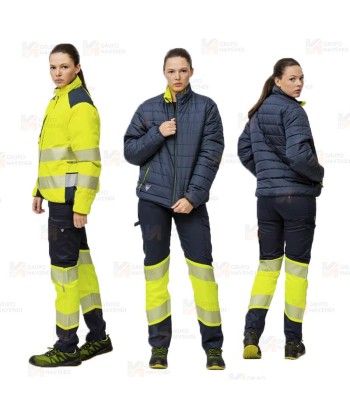Cazadora acolchada reversible bicolor alta visibilidad con cinta segmentada