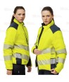 Cazadora acolchada reversible bicolor alta visibilidad con cinta segmentada