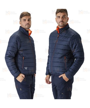 Cazadora acolchada reversible bicolor alta visibilidad con cinta segmentada