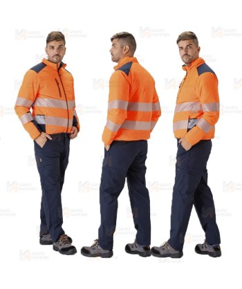 Cazadora acolchada reversible bicolor alta visibilidad con cinta segmentada