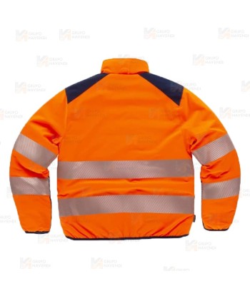 Cazadora acolchada reversible bicolor alta visibilidad con cinta segmentada